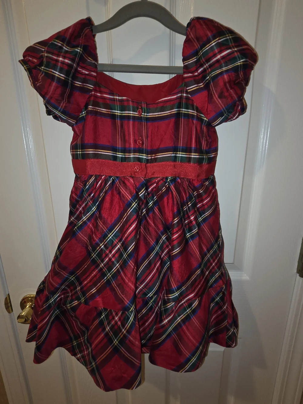 Janie and Jack Red Plaid Puff-Sleeve Holiday Dress